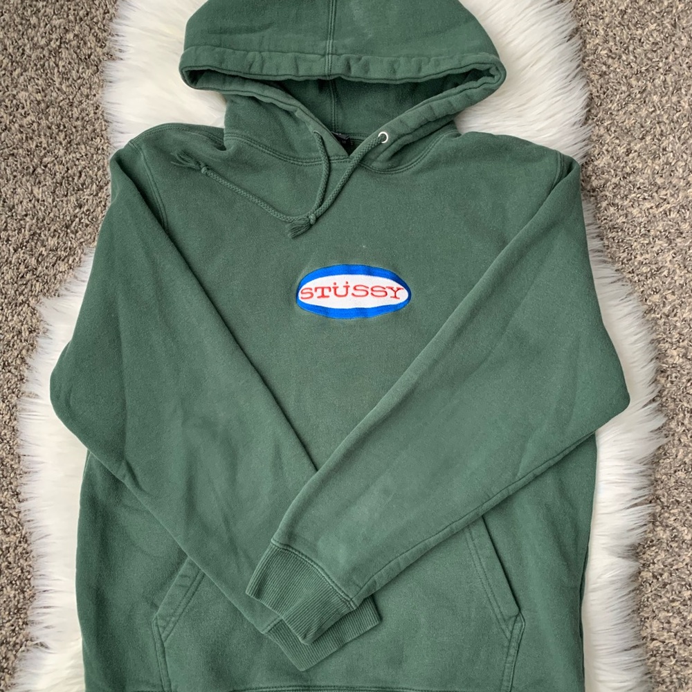 Stussy Mens Hoodie Sweatshirt Embroidered Logo Cotton Blend